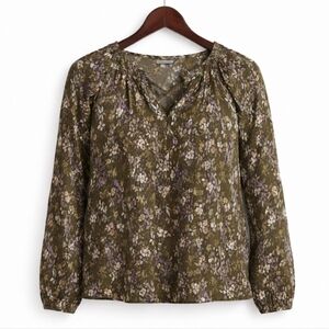 Cato's Green Sheer Floral Flowy Womens Blouse Sz XL